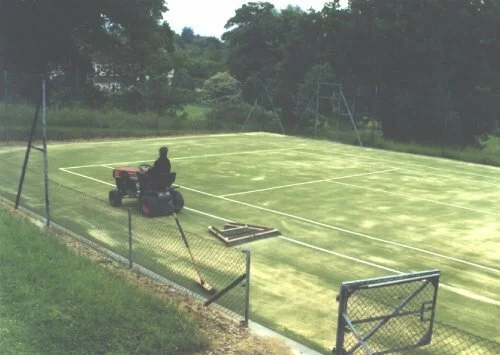 Sand sweeping in progress